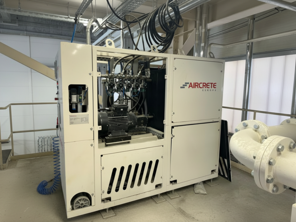 The dual pressure cleaning system: rethinking mixer performance for the AAC industry 5 The Dual Pressure CleaningSystem, showing the equipment enclosure (top) and the internal pump, heating and hydraulic components (bottom).